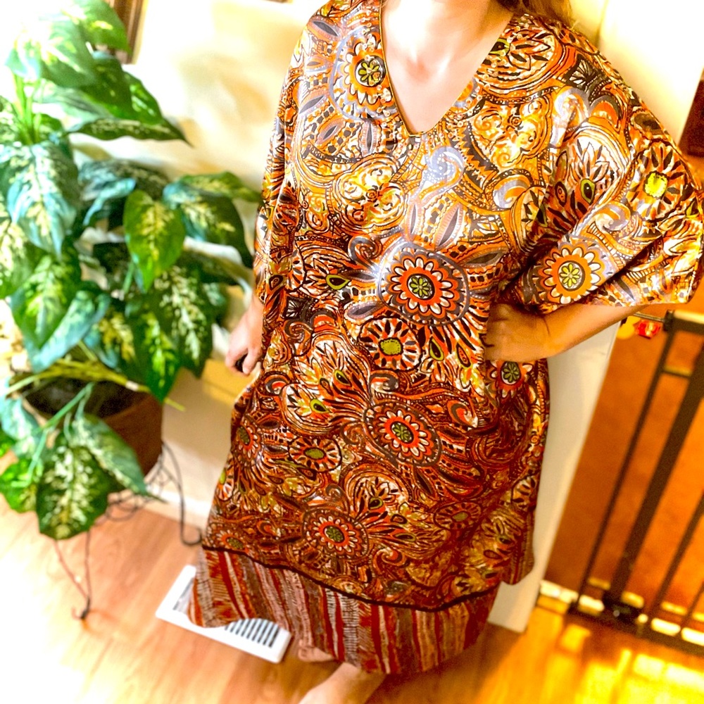 SanTe mumu house dress caftan night gown satin OS